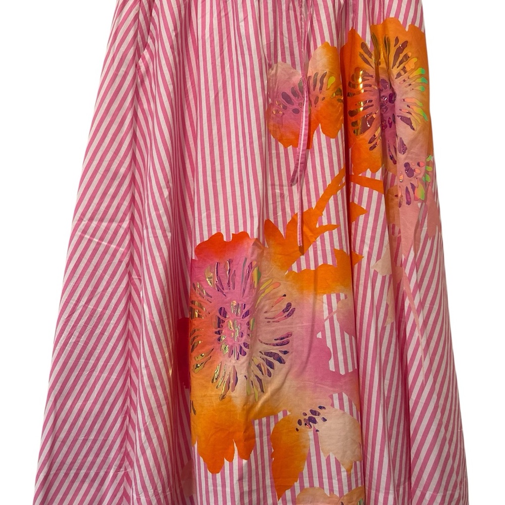 Essential Antwerp Striped Pink and Orange Floral A-Line Skirt